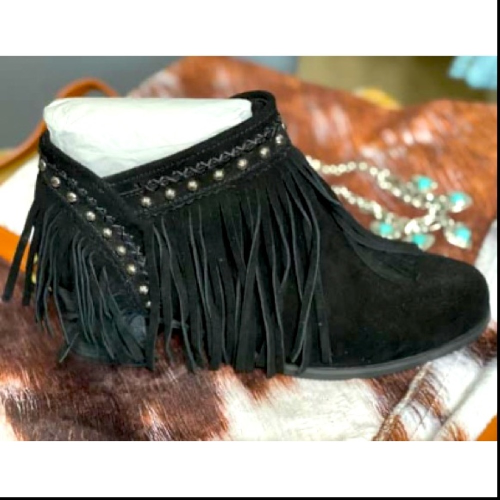 Trinity Ranch Leather Fringe Booties - Picture 3 of 6